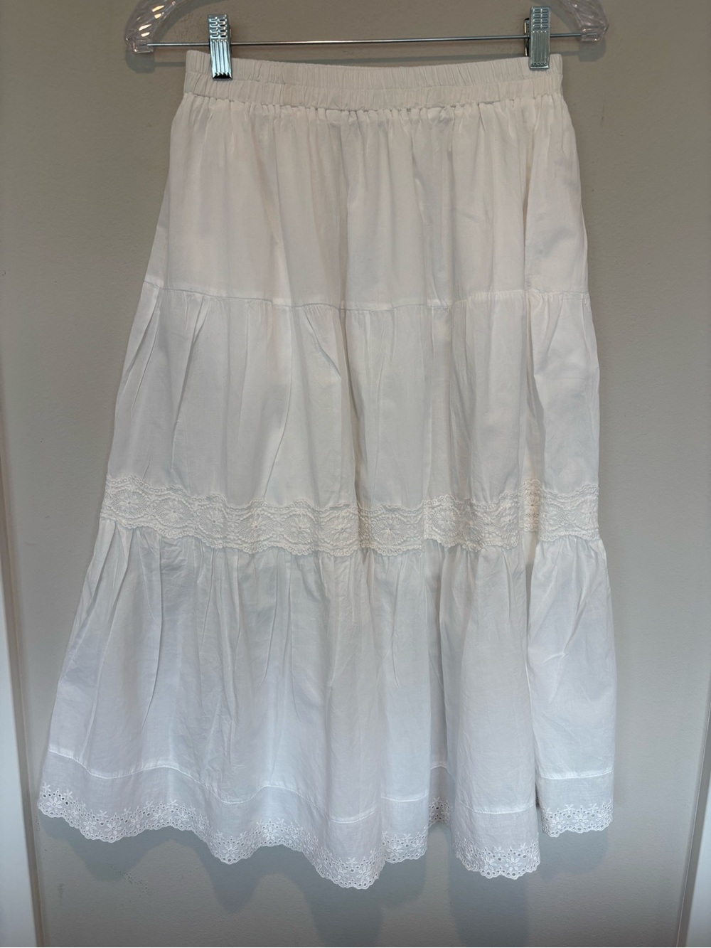 White Tiered Lace-Trim Skirt - Picture 1 of 6
